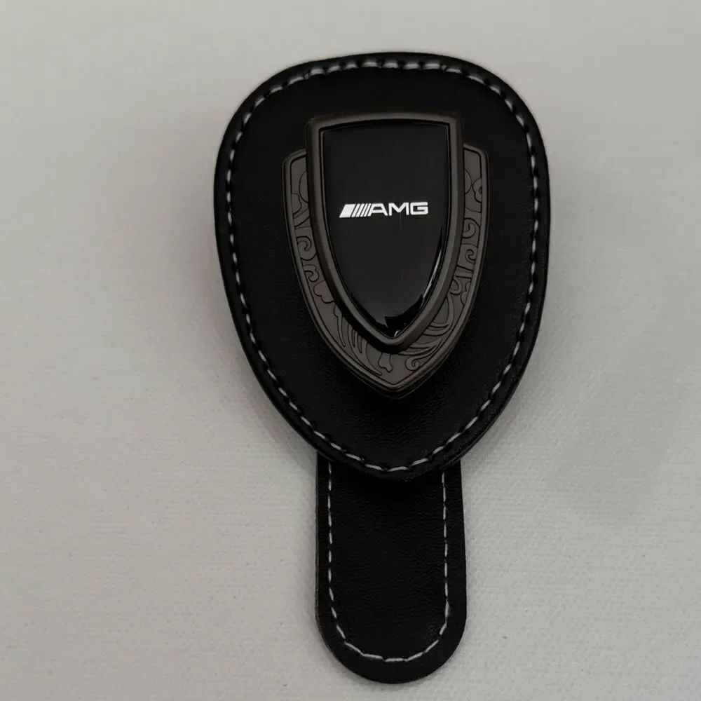 AMG Mercedes Sunglass Holder for Car with Logo Black PU Leather NWT